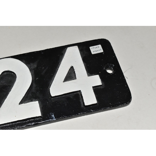 427 - A REPRODUCTION LOCOMOTIVE SMOKEBOX DOOR NUMBERPLATE, cast aluminium plate showing No.7824 from the B... 