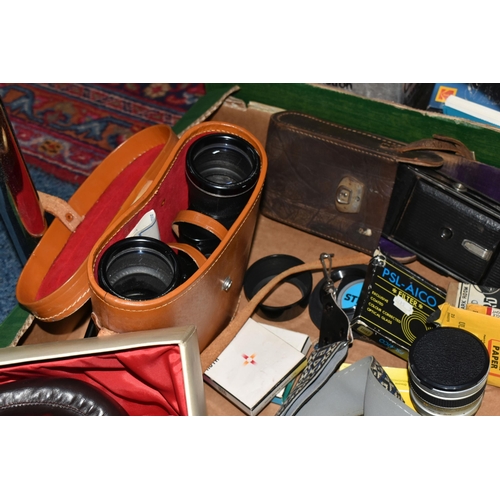 428 - TWO BOXES AND LOOSE MIXED AUDIO AND VISUAL EQUIPMENT to include a Chinon CE-3 Memotron fitted with a... 