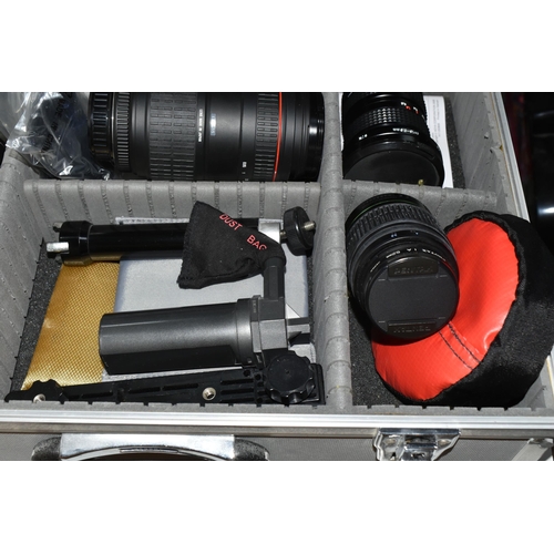 436 - ONE BOX AND LOOSE CAMERA ACCESSORIES to include a Pentax 70-300mm 1:4-5.6 DL Macro Super lens, a Pen... 