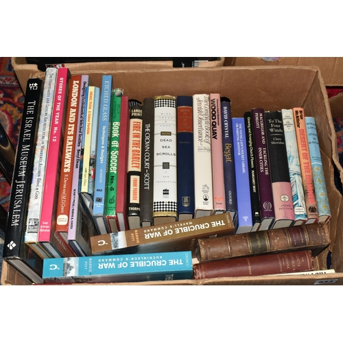 443 - Four Boxes of Books containing approximately 110 miscellaneous titles in mostly hardback format, sub... 