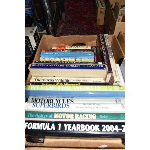 443 - Four Boxes of Books containing approximately 110 miscellaneous titles in mostly hardback format, sub... 