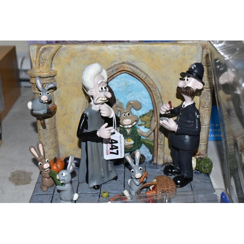 447 - A GROUP OF BOXED WALLACE AND GROMIT 'THE CURSE OF THE WERE-RABBIT' FIGURES, comprising Cards Inc Cha... 