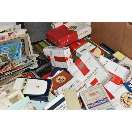 450 - A BOX, A SUITCASE AND LOOSE POSTCARDS, CIGARETTE CARDS, BOOKS AND SUNDRY ITEMS, to include a small q... 