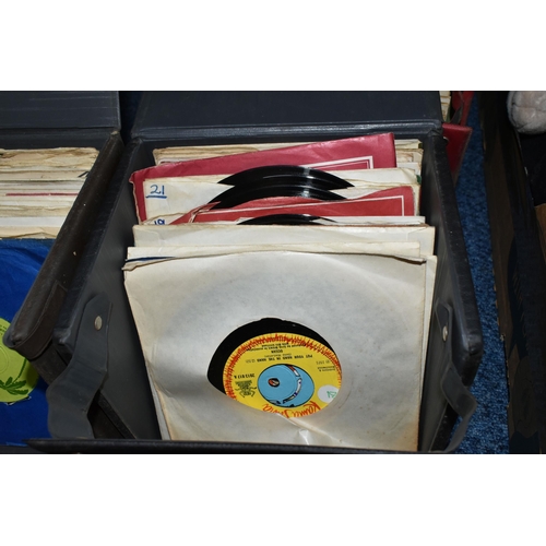 452 - FOUR CASES OF RECORDS, approximately two hundred singles, by artists to include The Supremes, The Te... 