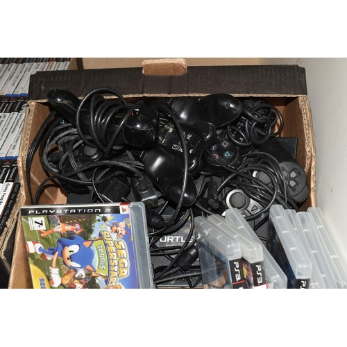 469 - TWO BOXES PLAYSTATION 3, ACCESORIES AND GAMES, included PlayStation console, five controllers, thirt... 