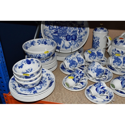 479 - A QUANTITY OF PORTMEIRION HARVEST BLUE TABLE WARE comprising a covered tureen, two large serving bow... 