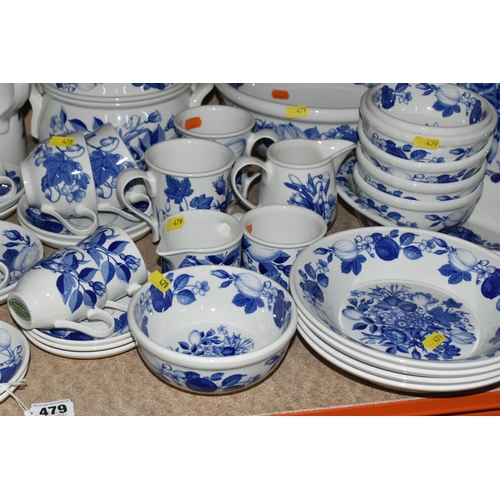 479 - A QUANTITY OF PORTMEIRION HARVEST BLUE TABLE WARE comprising a covered tureen, two large serving bow... 