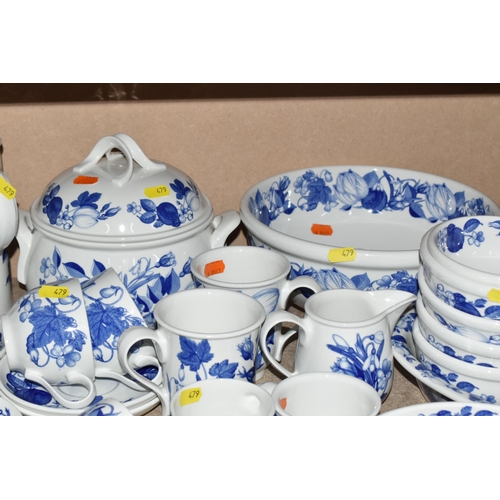 479 - A QUANTITY OF PORTMEIRION HARVEST BLUE TABLE WARE comprising a covered tureen, two large serving bow... 