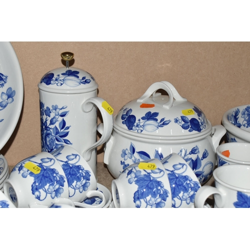 479 - A QUANTITY OF PORTMEIRION HARVEST BLUE TABLE WARE comprising a covered tureen, two large serving bow... 