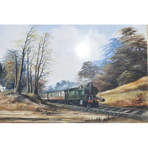 486 - A.N. WALFORD (BRITISH, CONTEMPORARY) a GWR 6106 locomotive pulling passenger carriages, watercolour,... 