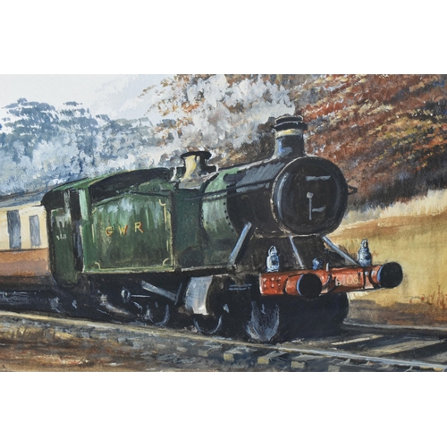 486 - A.N. WALFORD (BRITISH, CONTEMPORARY) a GWR 6106 locomotive pulling passenger carriages, watercolour,... 