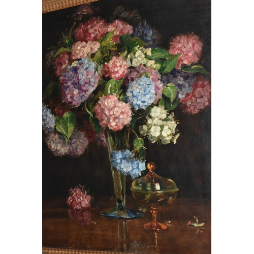 489 - ATTRIBUTED TO  STUART SCOTT SOMERVILLE (1908-1983) A STILL LIFE STUDY OF FLOWERS, a selection of Hyd... 