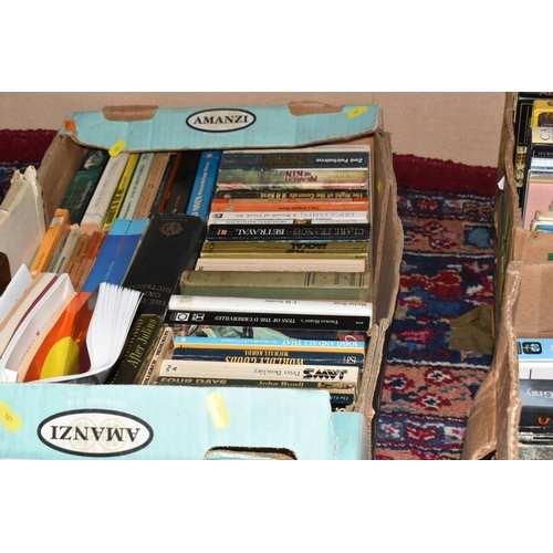 494 - FIVE BOXES OF BOOKS, subjects to include gardening, fiction, autobiographies, children's stories, an... 