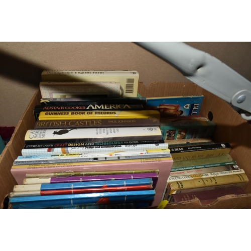 494 - FIVE BOXES OF BOOKS, subjects to include gardening, fiction, autobiographies, children's stories, an... 