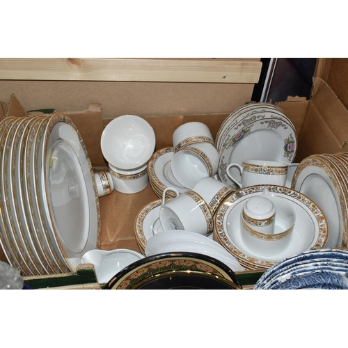 496 - SIX BOXES OF MIXED GLASSWARE AND CERAMICS to include two boxes of mostly clear glassware comprising ... 