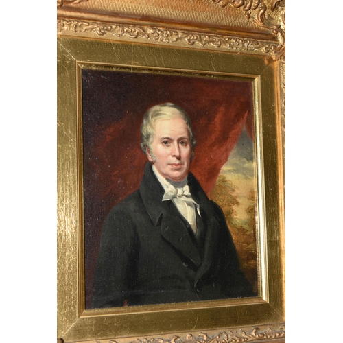 500 - AN ENGLISH SCHOOL PORTRAIT OF A VICTORIAN GENTLEMAN, no visible signature, oil on wood panel, approx... 