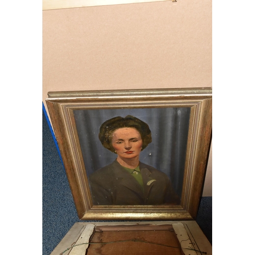 501 - THREE 20TH CENTURY BRITISH PORTRAITS, comprising a 1930's style head and shoulders portrait of a fem... 