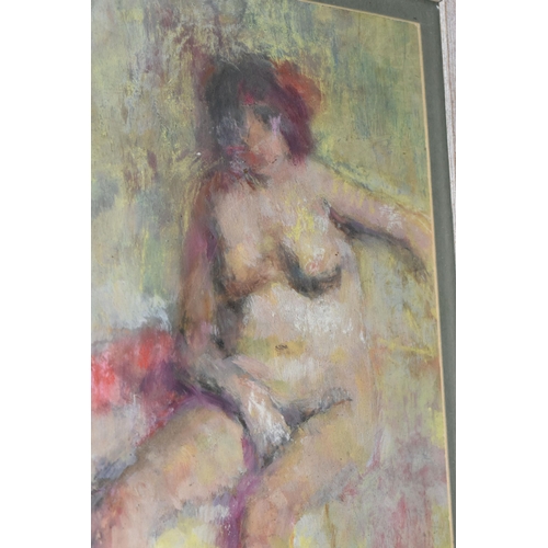 506 - ALEX KOOLMAN (BRITISH 1907-1998) A SEATED NUDE FEMALE FIGURE STUDY, unsigned, attributed verso, oil ... 