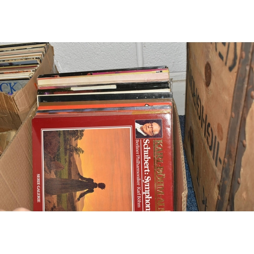 525 - THREE BOXES AND LOOSE MOSTLY MUSICAL, CLASSICAL AND SOUNDTRACK LPS to include approximately two hund... 