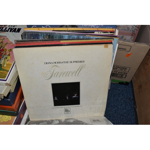 525 - THREE BOXES AND LOOSE MOSTLY MUSICAL, CLASSICAL AND SOUNDTRACK LPS to include approximately two hund... 