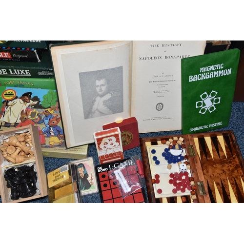 534 - ONE BOX AND LOOSE RETRO AND VINTAGE GAMES to include a pack of French Seven Families cards, a pack o... 