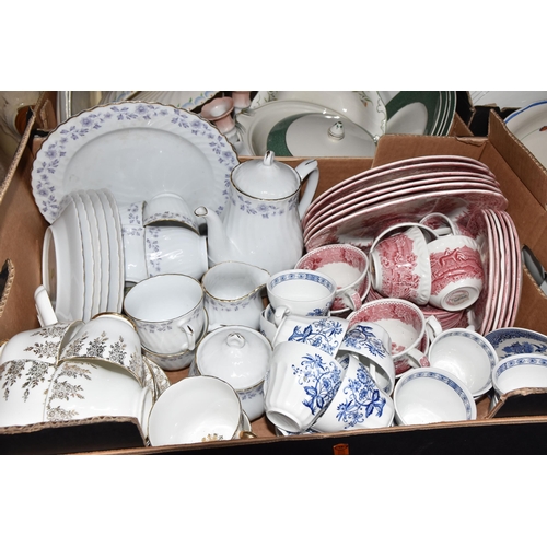 547 - SIX BOXES AND LOOSE CERAMICS, to include a Coalport 'Indian Tree Coral' pattern tea caddy, a Crown D... 