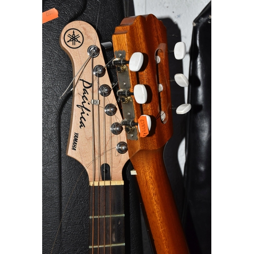 550 - TWO GUITARS, comprising a Yamaha 'Pacifica' electric guitar with natural maple finish, serial number... 