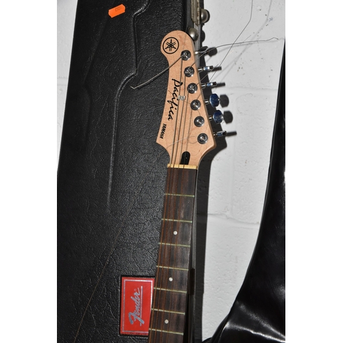 550 - TWO GUITARS, comprising a Yamaha 'Pacifica' electric guitar with natural maple finish, serial number... 