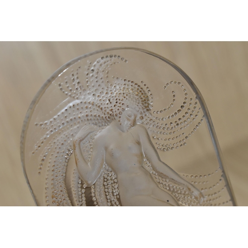 348 - A LALIQUE 'NAIADE' SEAL, a clear glass seal of a dancing figure relief moulded on the obverse, engra... 