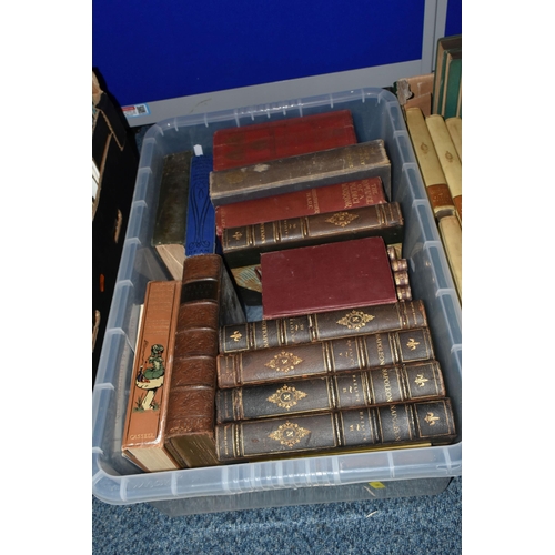 558 - TWO BOXES OF ANTIQUARIAN BOOKS, to include Alice's Adventures in Wonderland by Lewis Carroll with ei... 