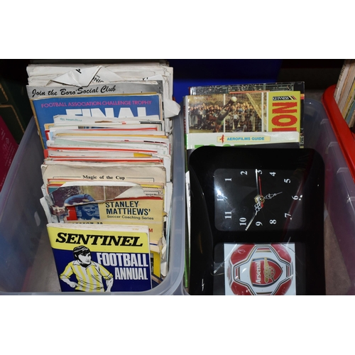 565 - FOUR BOXES OF FOOTBALL PROGRAMMES AND EPHEMERA, to include a collection of Stafford Rangers F.C foot... 