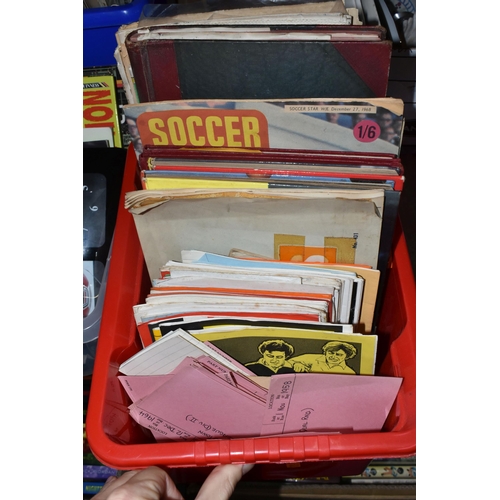 565 - FOUR BOXES OF FOOTBALL PROGRAMMES AND EPHEMERA, to include a collection of Stafford Rangers F.C foot... 