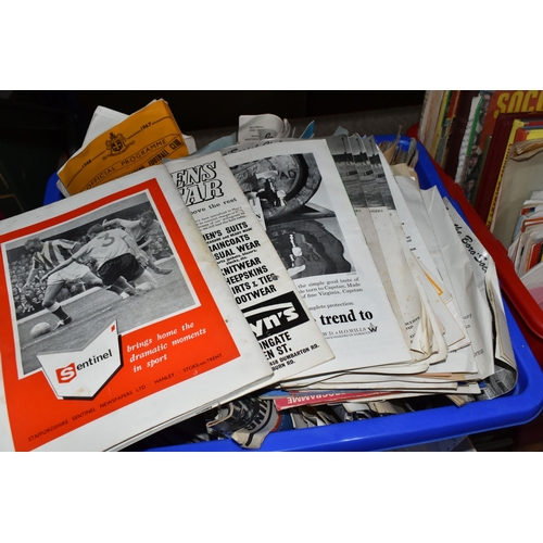 565 - FOUR BOXES OF FOOTBALL PROGRAMMES AND EPHEMERA, to include a collection of Stafford Rangers F.C foot... 