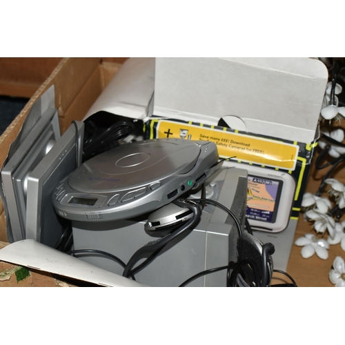 566 - FOUR BOXES OF CDS AND MISCELLANEOUS SUNDRIES, to include a boxed U8 Plus Racer compatible with a Pla... 