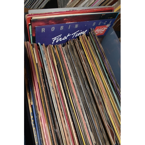 579 - TWO BOXES OF RECORDS, 12'' singles by artists to include Michael Jackson, Kylie Minogue, Belinda Car... 