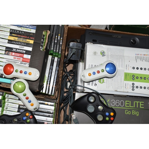 582 - COLLECTION OF XBOX CONSOLES AND GAMES, includes three Xbox 360 consoles and approximately 200 games ... 