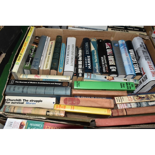 589 - SEVEN BOXES OF BOOKS, approximately one hundred and fifty titles in hardback and paperback formats, ... 