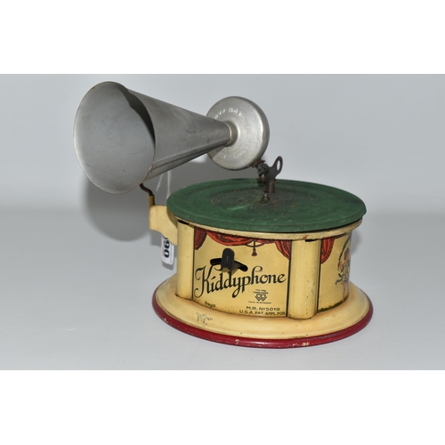 590 - A VINTAGE GERMAN BING 'KIDDYPHONE' TINPLATE MODEL GRAMOPHONE, with original key, M.RNo. 5019- (U.S.A... 