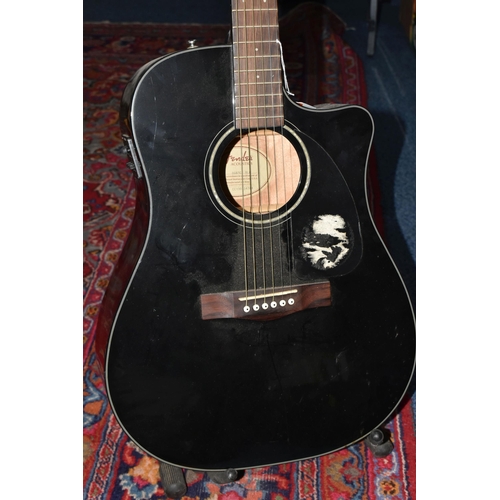 592 - A FENDER ELECTRO-ACOUSTIC GUITAR, model DG60CE-BLK, black finish, serial no CC130334764, PLEASE NOTE... 