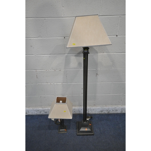 1224 - A MARKS AND SPENCER STANDARD LAMP, height to fitting 134cm, a matching table lamp, a wine table, and... 