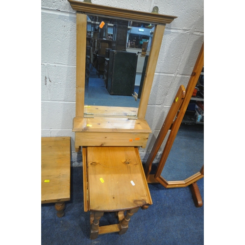 1233 - A SELECTION OF PINE OCCASIONAL FURNITURE, to include a lamp table with a single drawer, width 53cm x... 