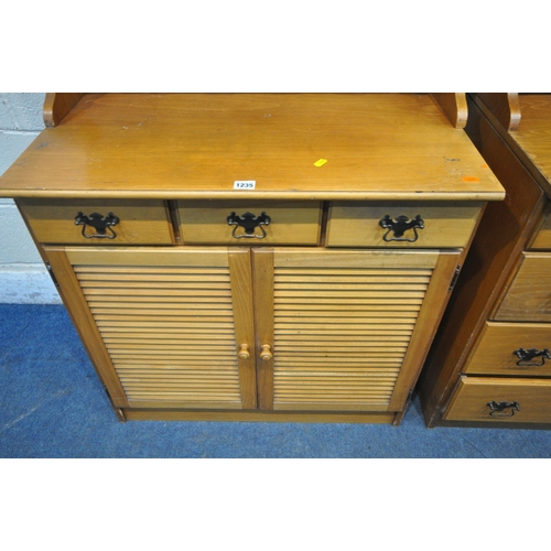 1235 - TWO MODERN DRESSERS, one plate rack with three drawers, atop a base with three drawers and double cu... 