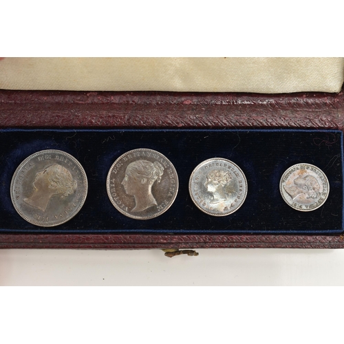 144 - A CASED SET OF MAUNDY COINS VICTORIA 1865 4d to 1d