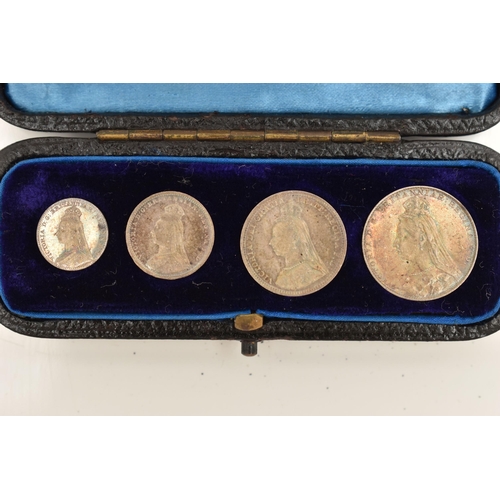 154 - A CASED SET OF MAUNDY COINS VICTORIA 1891 4d-1d