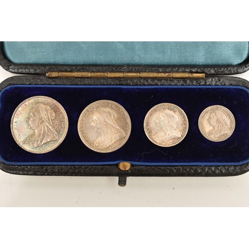 158 - A CASED SET OF MAUNDY COINS VICTORIA  1895 4d-1d