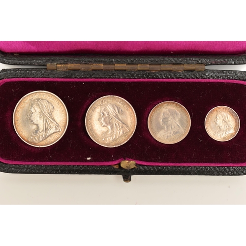 163 - A CASED SET OF MAUNDY COINS VICTORIA 1901 4d-1d