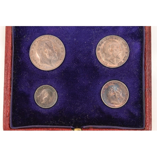 167 - A CASED SET OF MAUNDY COINS EDWARD VII 1907 4d-1d