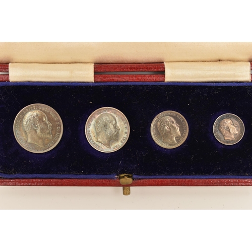 168 - A CASED SET OF MAUNDY COINS EDWARD VII 1908 4d-1d