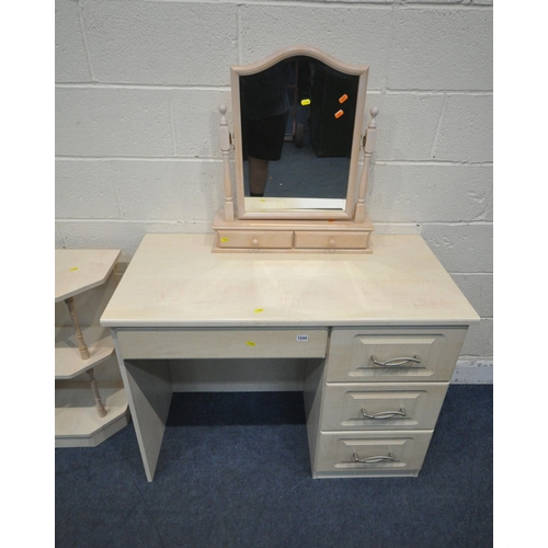 1244 - A MODERN DRESSING TABLE, with four drawers, a small bookcase, along with a dressing mirror (conditio... 