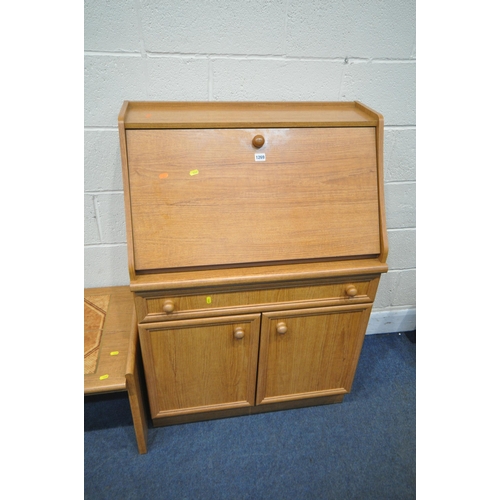 1269 - A LATE 20TH CENTURY BUREAU, the fall front door enclosing a fitted interior, above a single drawer a... 